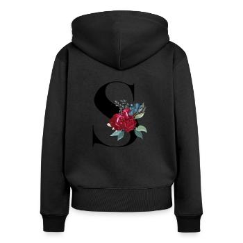 letter S bloomed - Women's Premium Organic Zip Hoodie - black - Back - Julia (174cm)