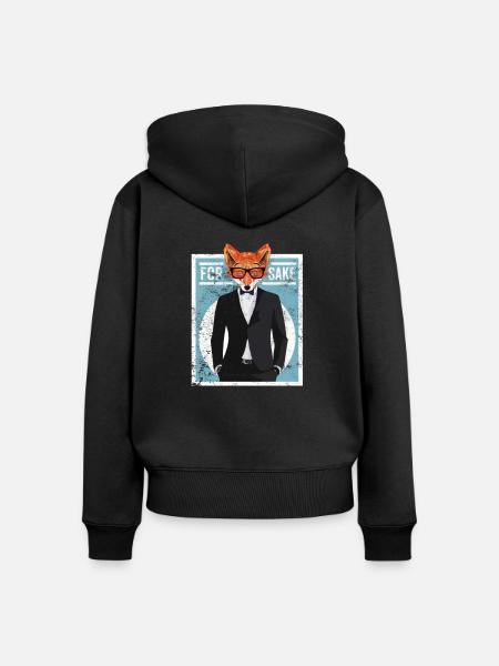Fuchs Tier Abstrakt - Frauen Premium Bio Zip Hoodie - Schwarz