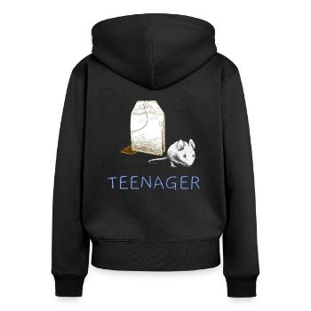 L’ADOLESCENTE - Sweat à capuche zippé Premium bio Femme - noir - Dos - Julia (174cm)