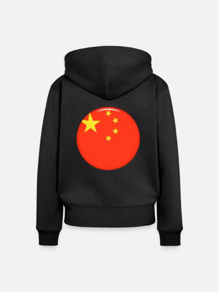 China - Frauen Premium Bio Zip Hoodie - Schwarz