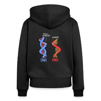WissenschaftsShirt für die Wissenschaftler, die " - Frauen Premium Bio Zip Hoodie - Schwarz - Hinten - Julia (174cm)