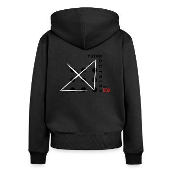 NINE DOTS PUZZLE - Denken Sie über den Tellerrand hinaus - Frauen Premium Bio Zip Hoodie - Schwarz - Hinten - Julia (174cm)