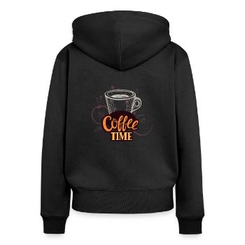 coffee time - Frauen Premium Bio Zip Hoodie - Schwarz - Hinten - Julia (174cm)