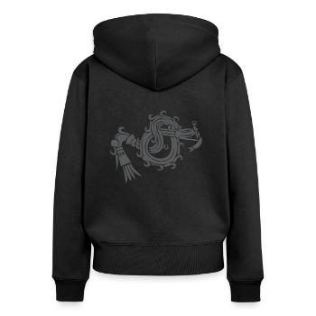 Quetzalcoatl - Sweat à capuche zippé Premium bio Femme - noir - Dos - Julia (174cm)