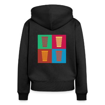 Hessen Hessisch Geschenk Babbel Apfelwein Appelwoi - Frauen Premium Bio Zip Hoodie - Schwarz - Hinten - Julia (174cm)