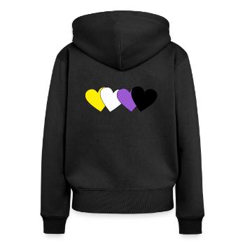 Herz nicht binär - Frauen Premium Bio Zip Hoodie - Schwarz - Hinten - Julia (174cm)