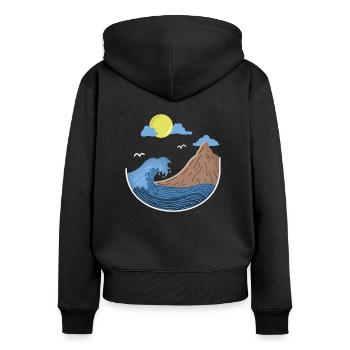 WAVE ADVENTURE HERO MOUNTAINEER HIKER GIFT - Women's Premium Organic Zip Hoodie - black - Back - Julia (174cm)