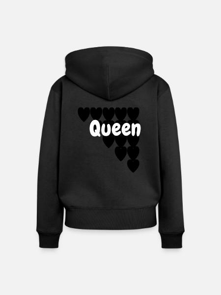 Liebe King Queen - Frauen Premium Bio Zip Hoodie - Schwarz