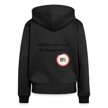 Médecin en cours de chargement citation humour - Sweat à capuche zippé Premium bio Femme - noir - Dos - Julia (174cm)