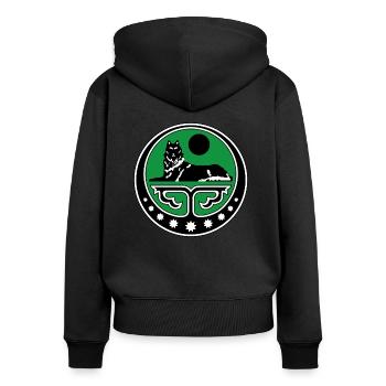 Chechen Geschenk Tschetschenien Dagestan Grosny - Frauen Premium Bio Zip Hoodie - Schwarz - Hinten - Julia (174cm)