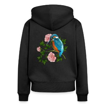 Oiseau coloré - Sweat à capuche zippé Premium bio Femme - noir - Dos - Julia (174cm)
