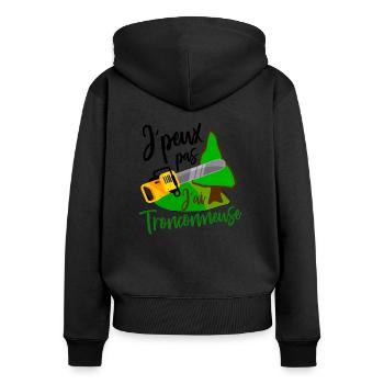 je peux pas j´ai tronçonneuse Bûcheron cadeau - Sweat à capuche zippé Premium bio Femme - noir - Dos - Julia (174cm)