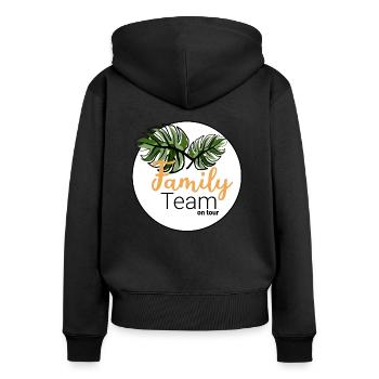 Familie on tour - Partnerlook - Frauen Premium Bio Zip Hoodie - Schwarz - Hinten - Julia (174cm)