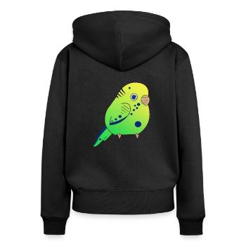 Budgerigar, Small Budgerigar - Women's Premium Organic Zip Hoodie - black - Back - Julia (174cm)