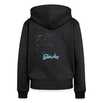 Just a girl who loves sharks - Frauen Premium Bio Zip Hoodie - Schwarz - Hinten - Julia (174cm)