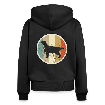 Flat Coated Retriever - Frauen Premium Bio Zip Hoodie - Schwarz - Hinten - Julia (174cm)