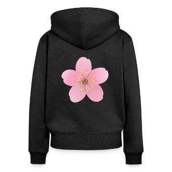 fleur de cerisier - Sweat à capuche zippé Premium bio Femme - noir - Dos - Julia (174cm)