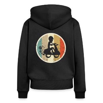 Mopedfahrer Motorrollerfahrer Moped Motorroller - Frauen Premium Bio Zip Hoodie - Schwarz - Hinten - Julia (174cm)