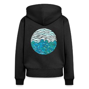 Watercolor Waves - Sweat à capuche zippé Premium bio Femme - noir - Dos - Julia (174cm)