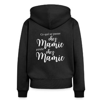 Ce qui se passe chez Mamie - Sweat à capuche zippé Premium bio Femme - noir - Dos - Julia (174cm)