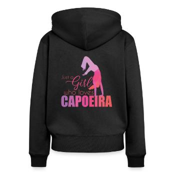 Capoeira - Sweat à capuche zippé Premium bio Femme - noir - Dos - Julia (174cm)