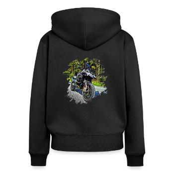 Adventure Bike - Sweat à capuche zippé Premium bio Femme - noir - Dos - Julia (174cm)