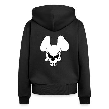Heavy Metal Maus - Frauen Premium Bio Zip Hoodie - Schwarz - Hinten - Julia (174cm)