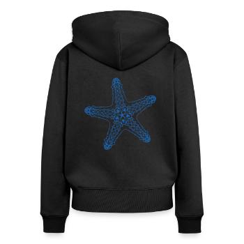 Étoiles de mer - Sweat à capuche zippé Premium bio Femme - noir - Dos - Julia (174cm)