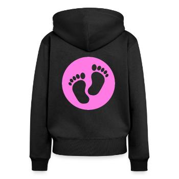 Bébé pieds pieds rose rose - Sweat à capuche zippé Premium bio Femme - noir - Dos - Julia (174cm)
