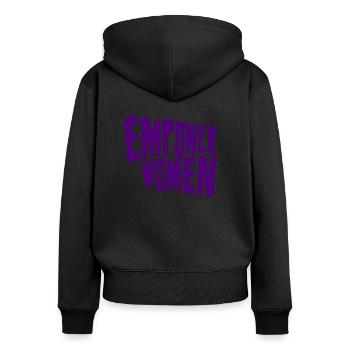 EMPOWER WOMEN! - Frauen Premium Bio Zip Hoodie - Schwarz - Hinten - Julia (174cm)