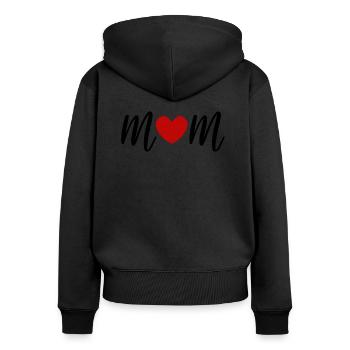 Maman au cœur rouge - Sweat à capuche zippé Premium bio Femme - noir - Dos - Julia (174cm)