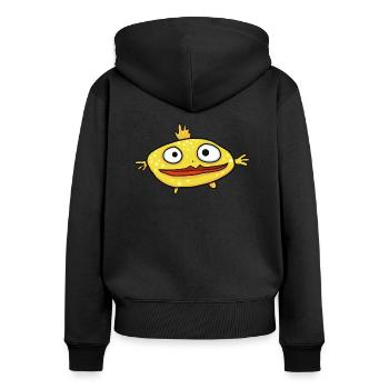 Drôle de poisson jaune - Sweat à capuche zippé Premium bio Femme - noir - Dos - Julia (174cm)