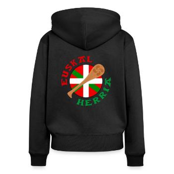Baskische Land - Frauen Premium Bio Zip Hoodie - Schwarz - Hinten - Julia (174cm)