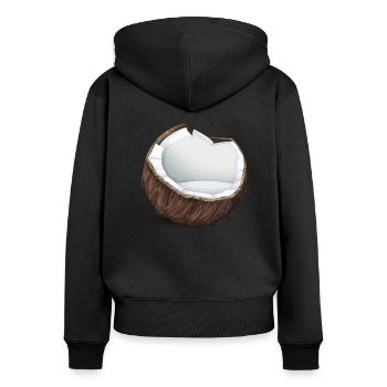 Kokusnuss - Frauen Premium Bio Zip Hoodie - Schwarz - Hinten - Julia (174cm)