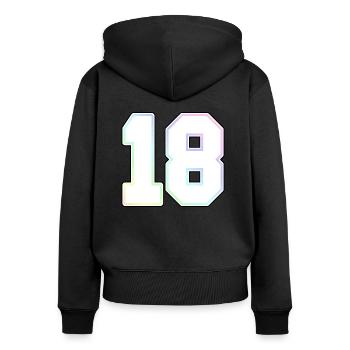 Nummer 18 18. Geburtstag Regenbogen - Frauen Premium Bio Zip Hoodie - Schwarz - Hinten - Julia (174cm)