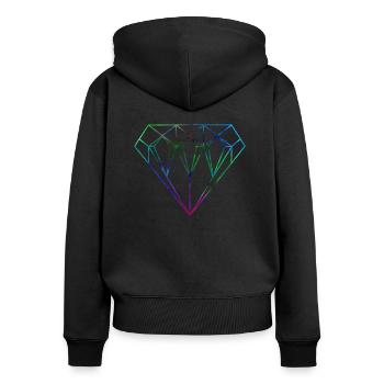 DIAMOND - Frauen Premium Bio Zip Hoodie - Schwarz - Hinten - Julia (174cm)