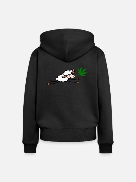 Schaf Hanf springend png - Frauen Premium Bio Zip Hoodie - Schwarz