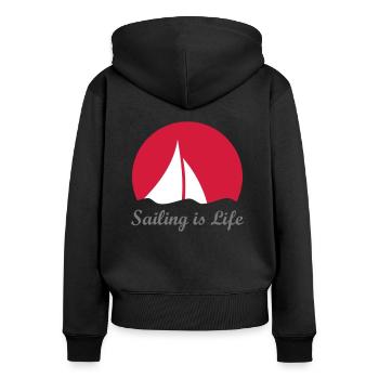 Sail sailboat sailing sailboat in the wind - Women's Premium Organic Zip Hoodie - black - Back - Julia (174cm)
