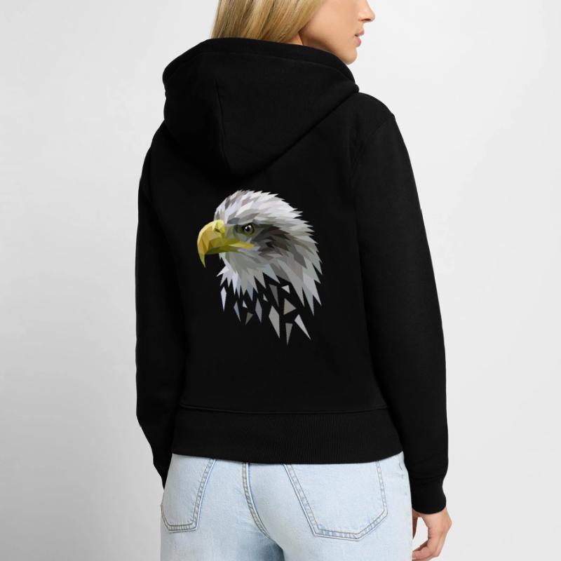 Pygargue à queue blanche low polygones géométriques Sweat à capuche zippé Premium bio Femme