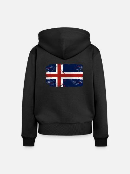 Iceland Flag - Frauen Premium Bio Zip Hoodie - Schwarz