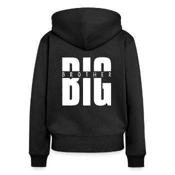 Big Brother Hemd - Frauen Premium Bio Zip Hoodie - Schwarz - Hinten - Julia (174cm)