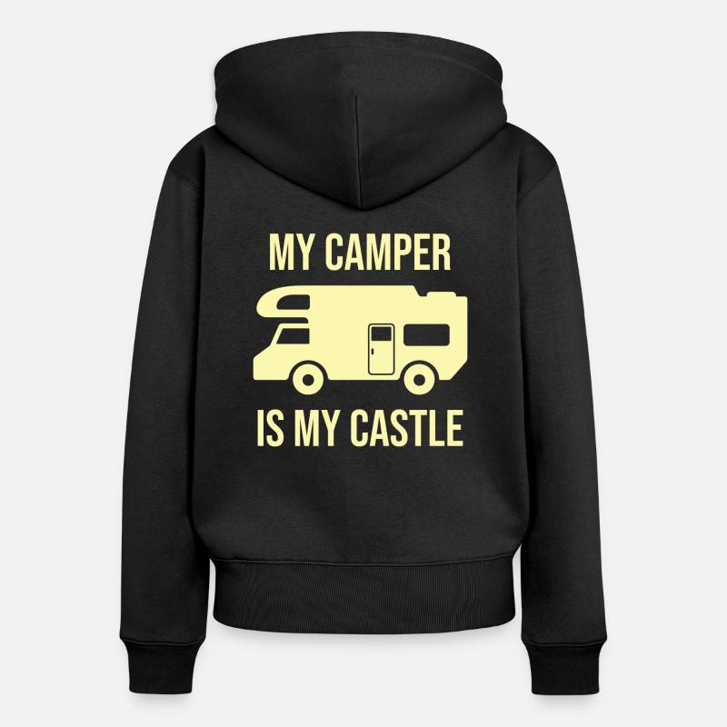 Camping-car, camping, camping-car - Sweat à capuche zippé Premium bio Femme - noir