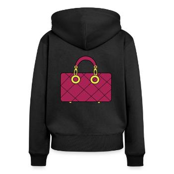 My Handbag Luxus Handtasche - Frauen Premium Bio Zip Hoodie - Schwarz - Hinten - Julia (174cm)