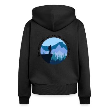 Les montagnes appellent - Sweat à capuche zippé Premium bio Femme - noir - Dos - Julia (174cm)