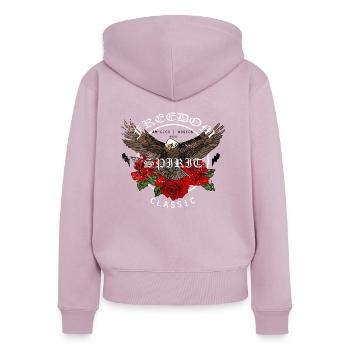Aigle avec un design rose de haute qualité - Sweat à capuche zippé Premium bio Femme - rose poudré - Dos - Julia (174cm)