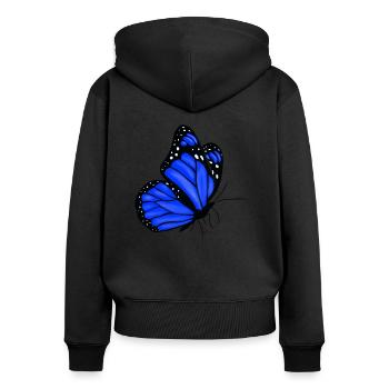 Schmetterling - Frauen Premium Bio Zip Hoodie - Schwarz - Hinten - Julia (174cm)