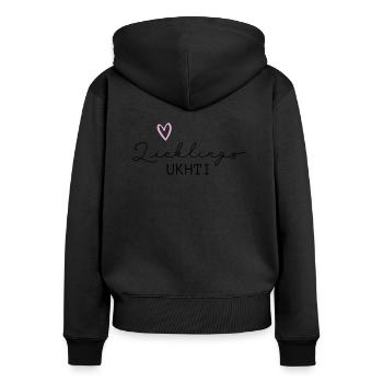 lieblings-ukhti /Islam/Schwestern/Arabisch - Frauen Premium Bio Zip Hoodie - Schwarz - Hinten - Julia (174cm)