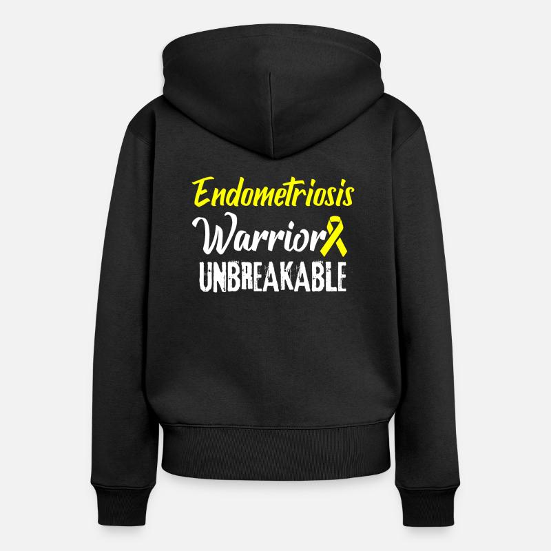 Guerrier de conscience de la maladie d’endométriose - Sweat à capuche zippé Premium bio Femme - noir