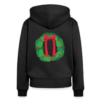 Kranz Weihnachten - Frauen Premium Bio Zip Hoodie - Schwarz - Hinten - Julia (174cm)