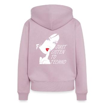 Techno-Girl Design Techno Music Rave Outfit - Frauen Premium Bio Zip Hoodie - Altrosa - Hinten - Julia (174cm)